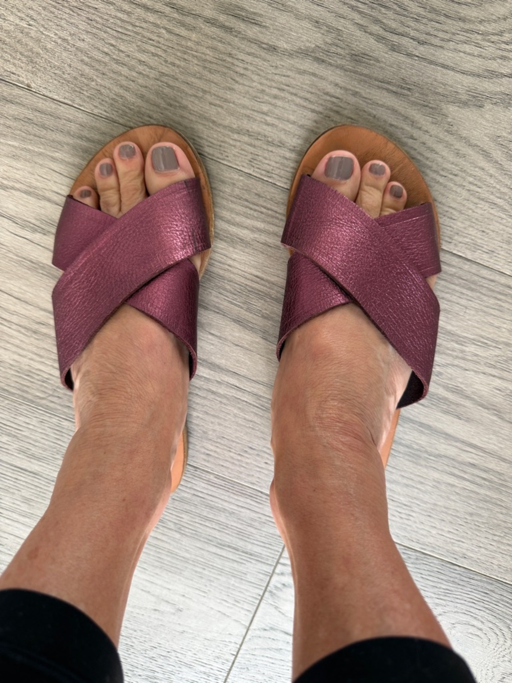 Ancient Greek Sandals Women's Crisscross Slides in Plum